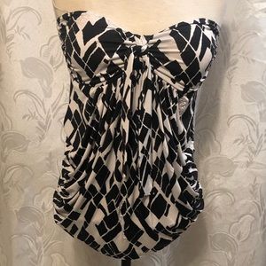 Mystic Black & White Strapless Tube Top Blouse